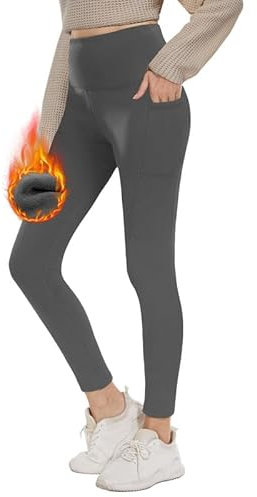 CAMPSNAIL Thermo Leggings Damen-Winter Gefütterte High Waist Leggings mit Innenfleece Sportleggins Lang Warm Yogahose Laufhose(Dunkelgrau,M)