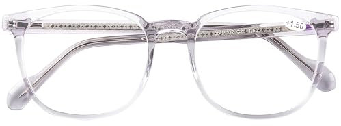 DOOViC Blaulichtfilter Brille Damen ohne Stärke Rund Größe Gläser Grau Rahmen Computerbrille