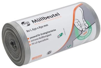 DEISS First Plus Pcr Müllsäcke 80 Liter, 34036 - Karton / 80 Liter | Rolle (50 Stück)