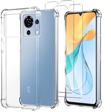 JDXHFF Hülle Kompatibel mit ZTE Blade V50 Vita 4G (6.75) Transparent und 2 Stück Panzerglas Displayschutzfolie - Bumper Schutzhülle Weich Silikon Flexibel TPU Tasche Case Clear
