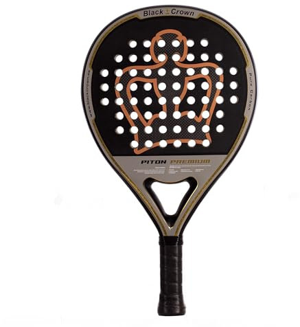 Black Crown - Pala de Pádel Piton Premium - Forma Redonda - Control y Potencia - Peso 355 gr - Marco 38 mm con Doble Tubular de Fibra Carbono 80% - Resistente - Nivel Profesional