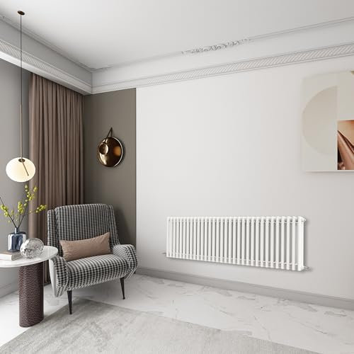 Huibathroom 600x1460mm White Cast Iron Horizontal Triple Column Traditional Central Heating Radiators
