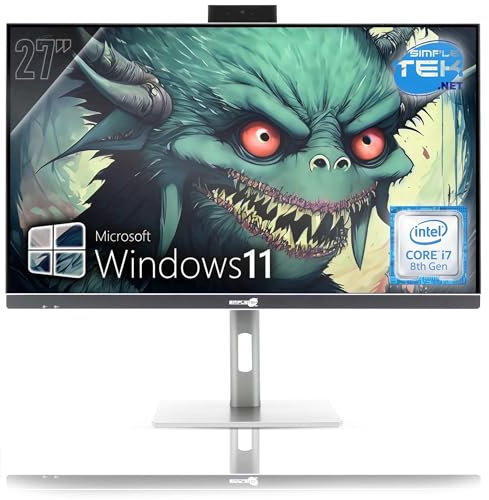 Simpletek - All in One PC 27 4K Core i7 8° Gen | GTX 1660 6GB GDDR6 | Windows 11 Pro 16GB RAM e 480GB SSD | Computer Fisso da Gaming, Grafica, Montaggio video