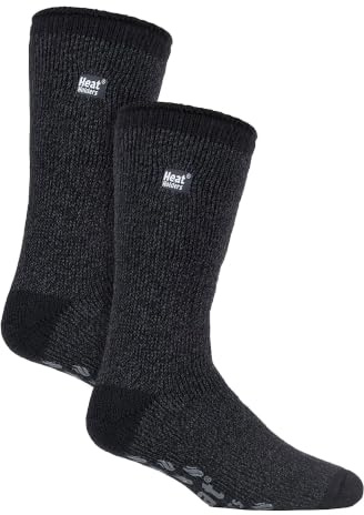 HEAT HOLDERS Herren 2 Paar Hausschuhe Socken Warme Antirutsch Thermo Hausschuhe Socken für Winter