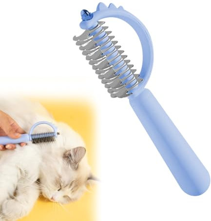 Edelstahl Hundebürste Unterwolle - Hundebürste Katzenbürste für Langhaar, Katzenpflege-Werkzeug, Zähne Bürste Doppelseitige, Bürsten für Haustiere Gegen Verfilzungen (Blau)
