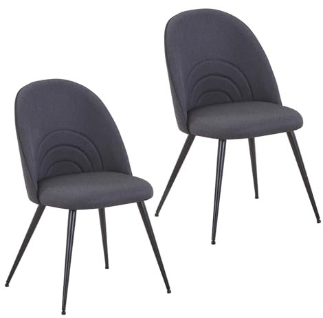 SVITA Anita 2-er Set Esszimmerstuhl Polsterstuhl Küchenstuhl Stoffbezug Gepolstert Metallbeine Pulverbeschichtung Schwarz