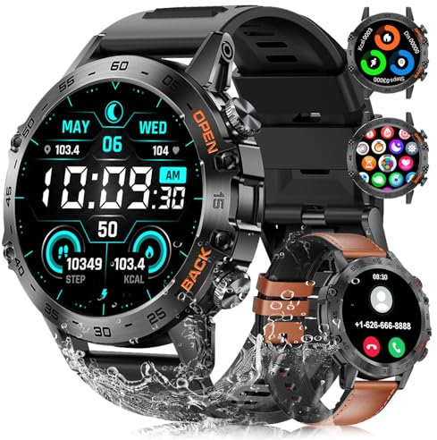 LIGE Smartwatch Herren Militärische mit Telefonfunktion,1.39'' HD Touchscreen,100+ Sportmodi