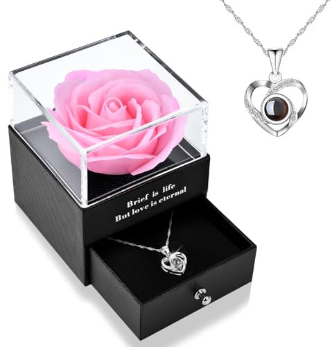 GPNNP Weihnachtsgeschenke für Frauen Mama,Ewige Rosenblüte mit Halskette,Geschenke für Mama Frauen Sie,Nikolaus Geschenke auf Valentinstag Weihnachten Geburtstage