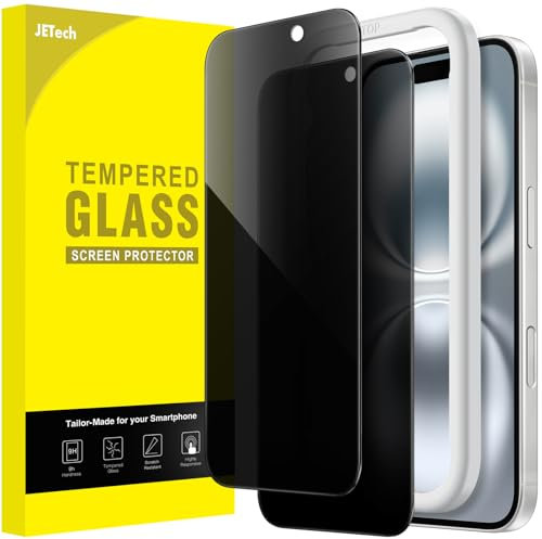 JETech Protector Pantalla de Privacidad para iPhone 16 6,1 Pulgadas, Antiespia Cristal Vidrio Templado con Marco de Instalación Fácil, 2 Unidades