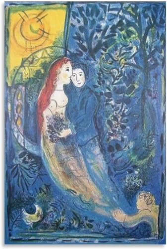 KEYGEM Berühmt Marc Chagall Das Hochzeitsposter Abstrakte Leinwand Wandkunst Marc Chagall Drucke Ästhetische Malerei für Wohnkultur Bild 50x75cmx1 Kein Rahmen