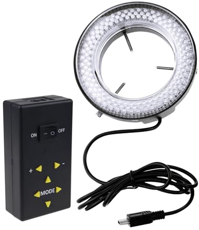 TEKCOPLUS 144 Macro LED Ring Flash and Ring Light 4-Zone Ring Light Microscope Camera Photo Video 198mm Outside 61mm Inner 20000Lux 6400K White Light