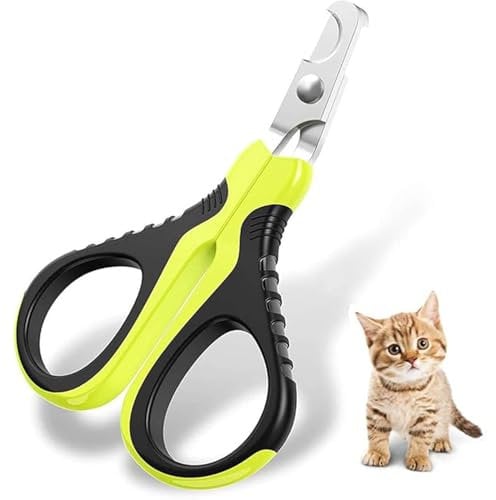 Cumilo Stainless Steel Cat Nail Clippers for Small Animals, Pet Claw Trimmer for Rabbits, Guinea Pigs, Birds, Kittens, and Puppies, Professional and Home Use (Green)