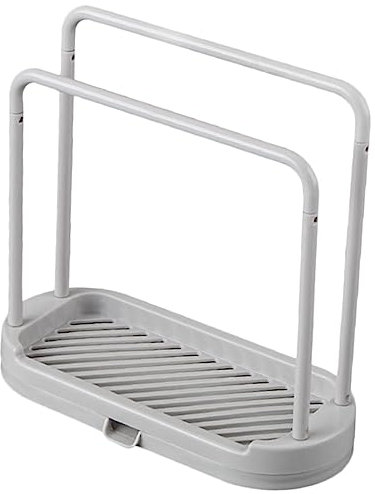 Ciieeo Soporte Doble para Paños y Esponjas De Cocina Organizador De Encimera con Drenaje Rápido Estante Compacto para Ahorro De Espacio Base para Jabón y Esponja Color Gris