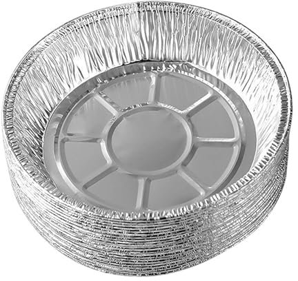 50 Stück 9 Zoll Einweg-Teller aus Aluminiumfolie, Runde Kuchenformen aus Alufolie, für Luftfritteusen, Backen, Kochen, Aufbewahren, Braten mit Voller Locke (7 Zoll (20 Stück))