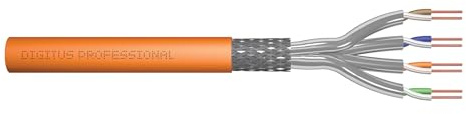 DIGITUS 100 m Cat 7 Netzwerkkabel - S-FTP (PiMF) Simplex - BauPVO B2ca - LSZH Halogenfrei - 1200 MHz Kupfer AWG 23/1 - PoE+ Kompatibel - LAN Kabel Verlegekabel - Orange