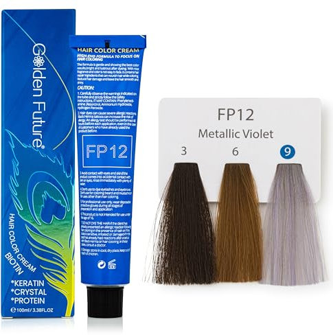Golden Future Hair Colour Ammonia-free, with Crystal, Keratien, Protien ''Permanent Hair Dye'' (FP12 Metalic Violet''100ML'') hair color, hair dye