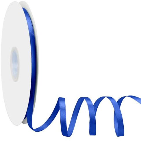 Satinband Schleifenband Dunkelblau, Dooozy 6mm 91m Geschenkband Dekoband, Stoffband für Verpacken Geschenken Weihnachten Hochzeit Dekorieren