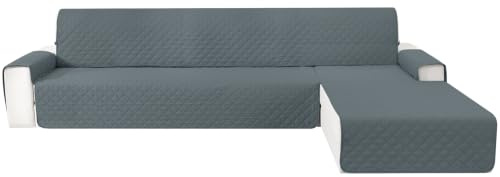 CYCMACO rutschfest Couch Überzug L Form 2 Sitzer, Dunkelgrau | Rechts/Links Reversibel Couch Überzug Ecksofa, rutschfest Couchbezug L Form Mit Armlehne, Universal, Für Hund Katze