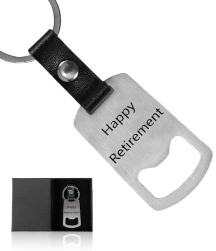 Happy Retirement Bottle Opener Keyring, Retirement Gift Men,Pension Man Gifts for Dad Grandpa Friend with Box