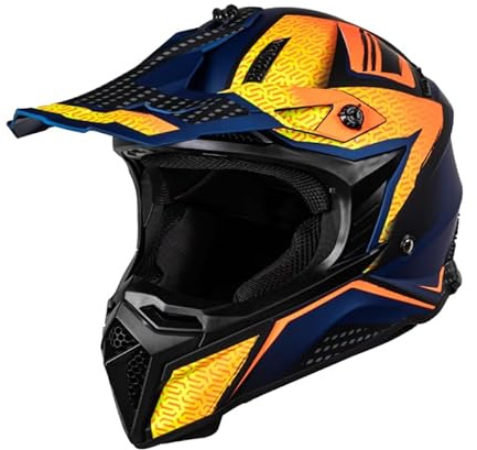 Motorradhelm Crosshelm MX-Helm Endurohelm MX322 blau/orange