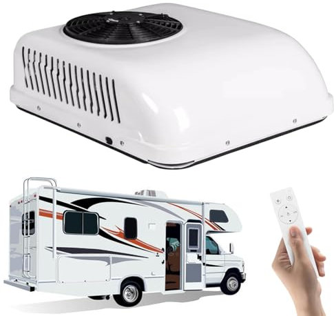 twostronking Aire Acondicionado Autocaravana, con 7 Salidas De Aire Ajustables 360°, 2300 W De Capacidad De Enfriamiento, Volumen Máximo De Aire 380 Cfm, Apto para Camiones, Autocaravanas,24V