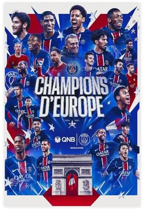 Impression sur toile PSG Ligue des champions 2024-2025 - Décoration murale pour salon, chambre à coucher - 30 x 45 cm