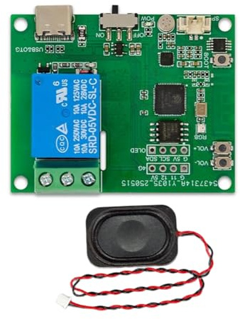 Uxsjakjsd Voice Control Relay Module ESP32-AI 1 Way Voice Recognition Relay Onboard Microphone Amplifier Speaker TYPE-C Interface