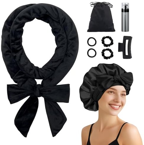 Baolivi Lockenwickler Ohne Hitze Über Nacht, Samt Heatless Curls Band Locken Ohne Hitze, 70 Overnight Curls Lockenband, 9 Stück Haarwickler Hair Curler Rollers Set mit Schlafmütze für Langes Haar