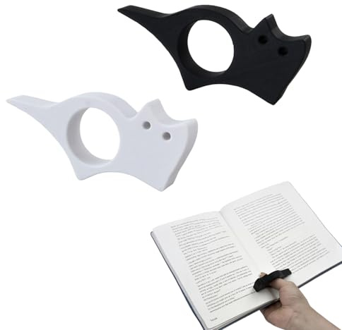 2 Pezzi Porta Pagina con Anello per Pollice, Supporto per Pagine di Libri a Forma di Gatto, Accessori Lettura, Gadget per Lettori, Adatto a Insegnanti, Studenti e Amanti Dei Libri