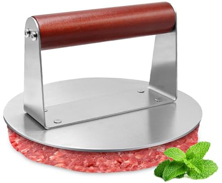 Rwbimti Smash Burgerpresse, 6,3 Zoll Rund Burger Smasher Hamburgerpresse, Edelstahl Smash Burger Patty Presse, Professionelles Burgerpresse Edelstahl Grillzubehör, Leicht zu Reinigen