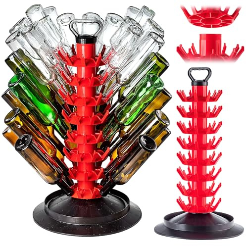KADAX Escurreplatos de plástico para 80 botellas, escurridor de botellas de cristal, escurridor de botellas