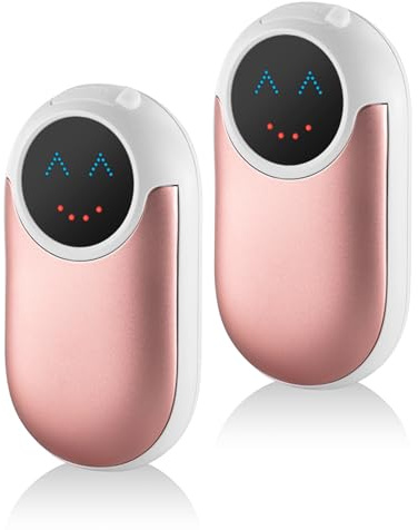 Hand Warmers Rechargeable 2 Pack, smiley face, Electric Portable Hand Warmers, Reusable Portable Pocket Heater, LED Display&4 Levels, Gifts for Christmas, Golf, Travel, Hunting, Camping