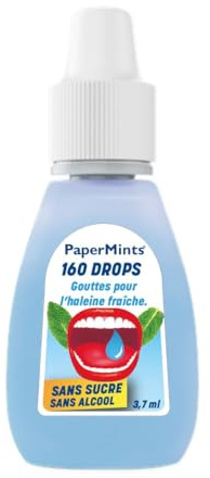 Papermints Erfrischende Minztropfen, 160 Dosen (3,7 ml), sofortiger frischer Atem, ohne Zucker und Alkohol, diskretes Taschenformat