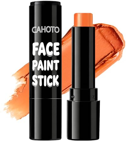 CAHOTO Orange Face Body Paint Stick, Oil-Based Eye Black Football Sports | Full Coverage Vegan Halloween Makeup Stick for Pumpkin Lion Tiger Fox SFX Scarecrow Leopard Cosplay, 0.12oz