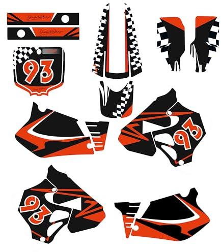 DualColorStampe Kit Adesivi Grafiche Compatibili con Honda CR 125 1995-1997 e CR 250 1995-1996, Design Racing Numero 93, Nero Arancione Bianco M0363