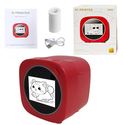 AI Sticker Box Drucker, AI Voice Stickerbox Drucker Maker Mini Thermo-Etikettendrucker mit Display, intelligenter tintenloser tragbarer Aufkleberhersteller für Zuhause, Büro, Studium, DIY-Projekte mit