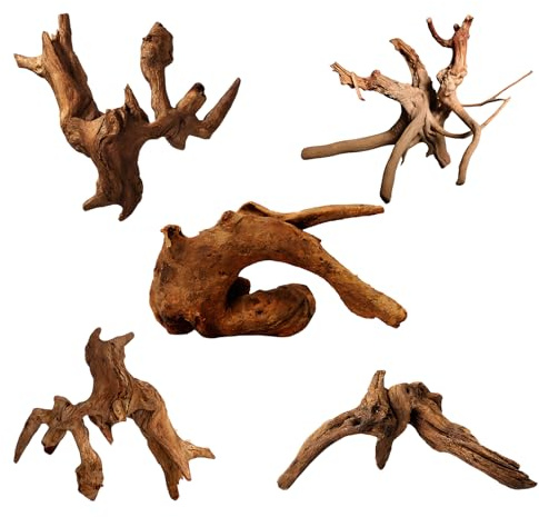 BAGUBDR 5pcs Driftwood for Aquarium, Aquarium Wood, Aquarium Driftwood, Size 5 To 15cm, Suitable for Reptile Habitats and Miniature Aquariums, With Random Styles