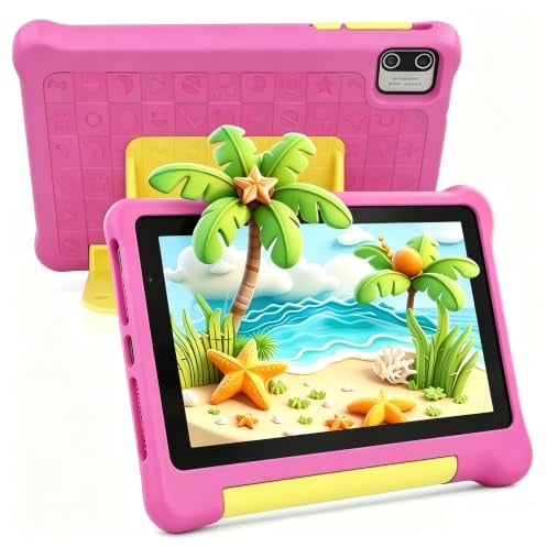 MUISOO Tablet für Kinder, Tablet mit 7 Zoll für Kinder, 5GB RAM + 32GB ROM+128 GB Expand, Kindersteuerung, Software für Kinder vorinstalliert, Dual-Kamera (Rosa)