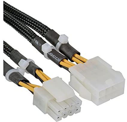 InLine Strom Verlängerung intern, 2x4pol Stecker zu 8pol Buchse, Mainboard, 0,3m