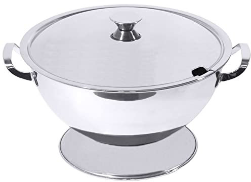 Contacto Suppenterrine 1000 ml Edelstahl 18/10 mit Sockel und Griffen, Gastro-Qualität, hochglanzpoliert, spülmaschinengeeignet