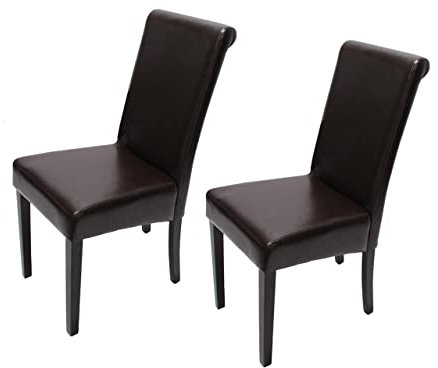 Mendler 2er-Set Esszimmerstuhl Stuhl Küchenstuhl Novara II-AM, Leder - braun, dunkle Beine