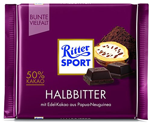 Ritter Sport Halb-Bitter, 12er Pack (12 x 100 g Packung)