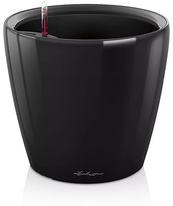 Lechuza – Pot de Fleurs d'Interieur – Premium Classico Ls – Réserve d'Eau Intégrée – Coloris Noir – Ø 21 X 20 cm