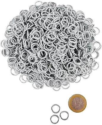 Battle-Merchant Verzinkte Kettenringe, 8 mm ID, 1-kg-Paket | mit ca. 1750 - 1850 Ringen, zum Selbermachen von Kettenhaube, Kettenhemd und Kettenrüstung, DIY