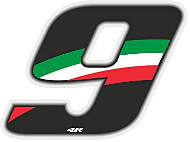 4R Quattroerre.it - 13169 - Numero Gara 9 Adesivo per Moto, Bianco, 6,5 x 8,5 cm