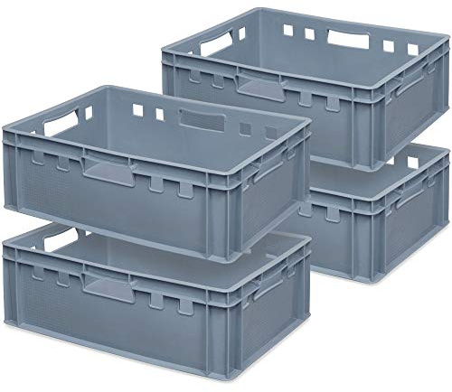 BRB 4x Fleischkasten E2, LxBxH 600x400x200 mm, PE-HD, lebensmittelecht (grau)