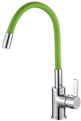 FZHLR Kitchen Faucet Any Direction Rotating Red/Green/White/Black Chrome Color Single Handle Deck Mounted Kitchen Mixer Tap,Green
