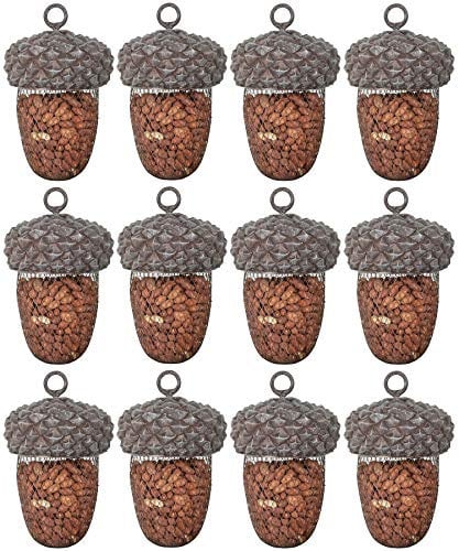 Esschert Design Futterstelle Eichel aus Polyresin und Metall, 14,0 x 14,0 x 22,2 cm, 12 Stück