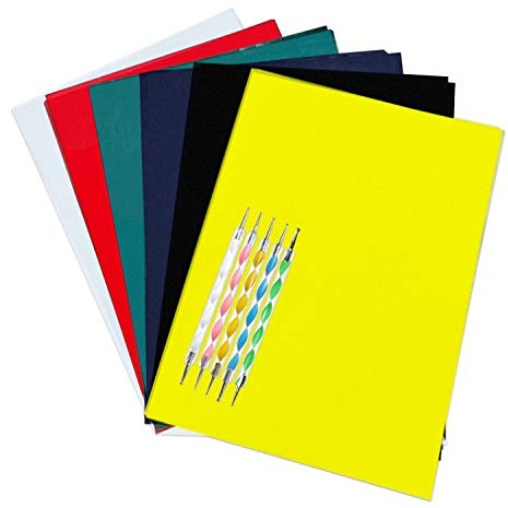 30 Blatt Karbon-Transferpapier, Transferpapier, Karbon-Graphit-Kopierpapier mit 5 Präge-Eingabestiften, Punktierwerkzeuge für Holz, Leinwand und andere Kunst-Oberflächen, 21.1x29.7 cm (6 Farben)