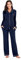 OCCIENTEC - Set Pigiama da Donna di Cotone Classico Morbidissimo Pigiama Lungo in Due Pezzi con Bottoni Loungewear Donna (Blu Navy, M)